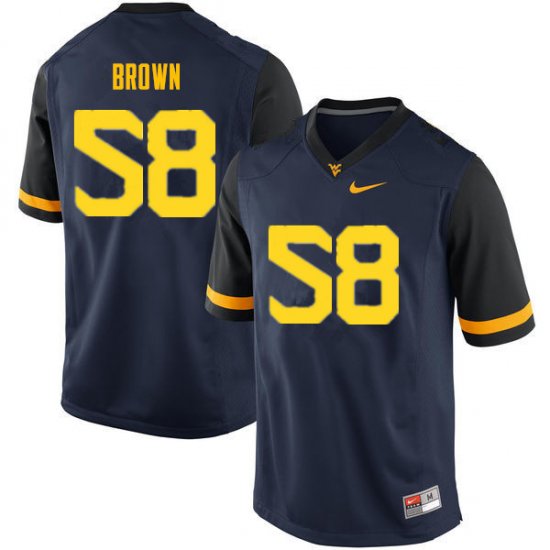 Men's West Virginia Mountaineers NCAA #58 Joe Brown Navy Authentic Nike Stitched College Football Jersey AY15N14HF